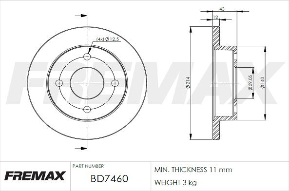 FREMAX BD-7460 - Тормозной диск avtokuzovplus.com.ua