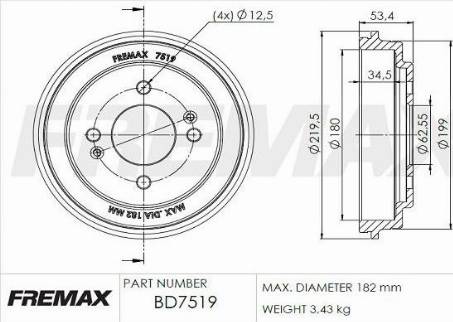 FREMAX BD-7519 - Тормозной барабан autodnr.net