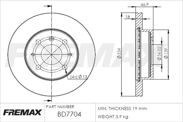 FREMAX BD-7704 - Гальмівний диск autocars.com.ua