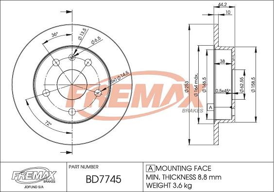 FREMAX BD-7745 - Тормозной диск avtokuzovplus.com.ua