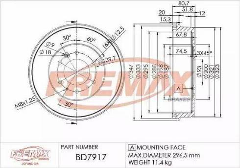 FREMAX BD-7917 - Гальмівний барабан autocars.com.ua