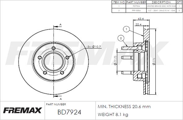 FREMAX BD-7924 - Гальмівний диск autocars.com.ua