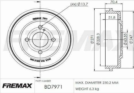 FREMAX BD-7971 - Гальмівний барабан autocars.com.ua