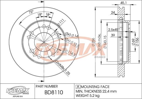 FREMAX BD-8110 - Тормозной диск autodnr.net