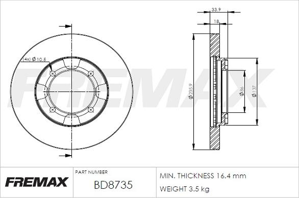 FREMAX BD-8735 - Тормозной диск avtokuzovplus.com.ua