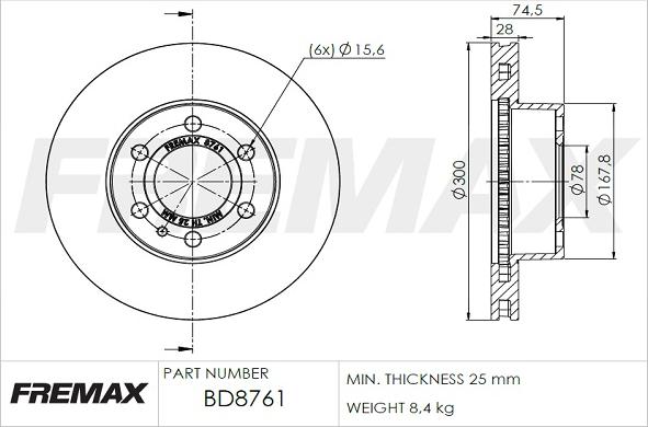 FREMAX BD-8761 - Гальмівний диск autocars.com.ua