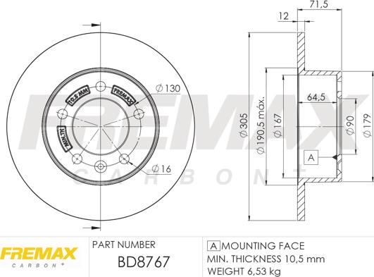 FREMAX BD-8767 - Гальмівний диск autocars.com.ua