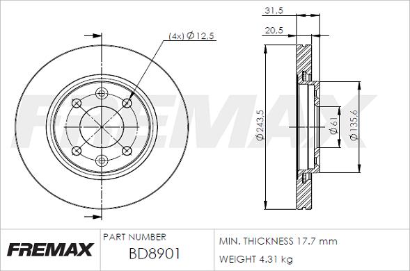 FREMAX BD-8901 - Тормозной диск avtokuzovplus.com.ua