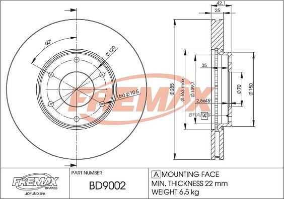 FREMAX BD-9002 - Гальмівний диск autocars.com.ua