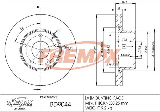 FREMAX BD-9044 - Гальмівний диск autocars.com.ua