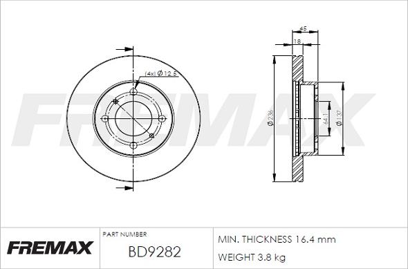 FREMAX BD-9282 - Тормозной диск avtokuzovplus.com.ua