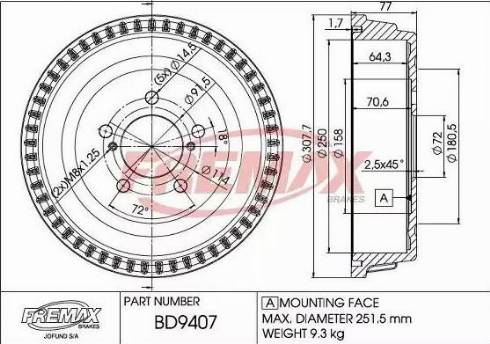 FREMAX BD-9407 - Гальмівний барабан autocars.com.ua