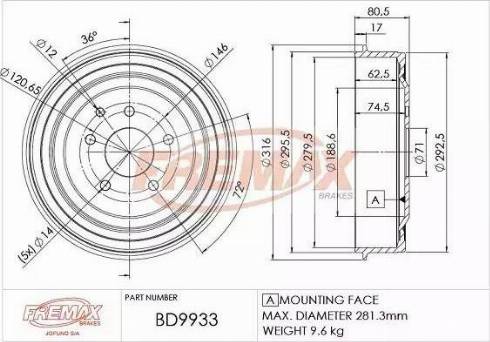 FREMAX BD-9933 - Гальмівний барабан autocars.com.ua