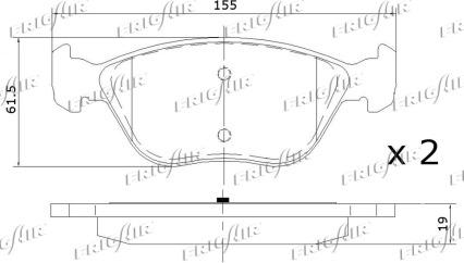 Frigair PD04.515 - Тормозные колодки, дисковые, комплект avtokuzovplus.com.ua