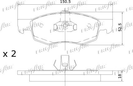 Frigair PD04.518 - Тормозные колодки, дисковые, комплект autodnr.net