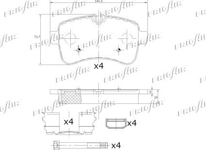 Frigair PD04.542 - Тормозные колодки, дисковые, комплект avtokuzovplus.com.ua