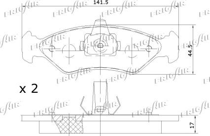 Frigair PD05.509 - Тормозные колодки, дисковые, комплект autodnr.net