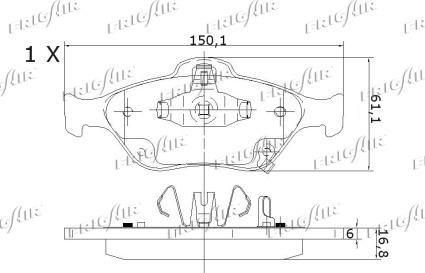 Frigair PD15.523 - Тормозные колодки, дисковые, комплект avtokuzovplus.com.ua