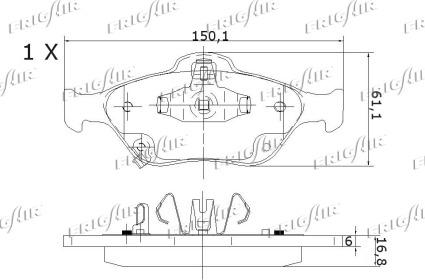 Frigair PD15.523 - Тормозные колодки, дисковые, комплект avtokuzovplus.com.ua