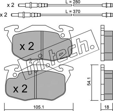 Fri.Tech. 039.1 - Тормозные колодки, дисковые, комплект avtokuzovplus.com.ua