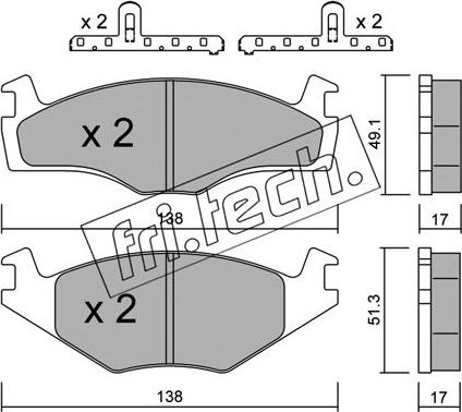 Fri.Tech. 047.2K - Гальмівні колодки, дискові гальма autocars.com.ua