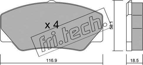 Fri.Tech. 058.0 - Тормозные колодки, дисковые, комплект avtokuzovplus.com.ua