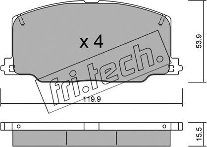 Fri.Tech. 069.0 - Тормозные колодки, дисковые, комплект avtokuzovplus.com.ua