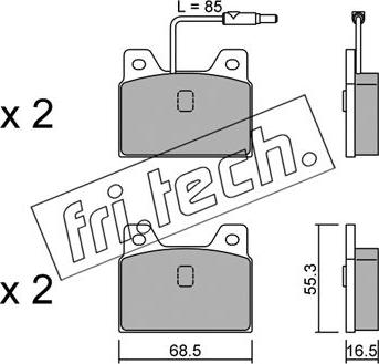 Fri.Tech. 086.0 - Тормозные колодки, дисковые, комплект avtokuzovplus.com.ua