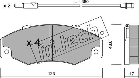 Fri.Tech. 098.0 - Тормозные колодки, дисковые, комплект avtokuzovplus.com.ua