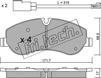 Fri.Tech. 1006.0 - Гальмівні колодки, дискові гальма autocars.com.ua