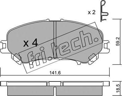 Fri.Tech. 1034.0 - Гальмівні колодки, дискові гальма autocars.com.ua