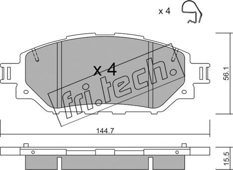 Fri.Tech. 1090.0 - Тормозные колодки, дисковые, комплект avtokuzovplus.com.ua