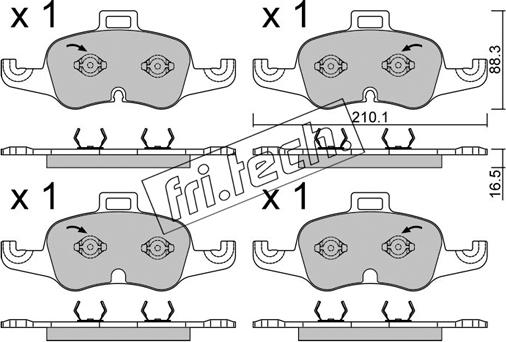 Fri.Tech. 1127.1 - Тормозные колодки, дисковые, комплект autodnr.net