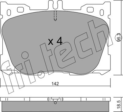 Fri.Tech. 1134.0 - Тормозные колодки, дисковые, комплект avtokuzovplus.com.ua