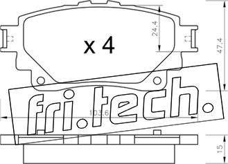 Fri.Tech. 1290.0 - Гальмівні колодки, дискові гальма autocars.com.ua