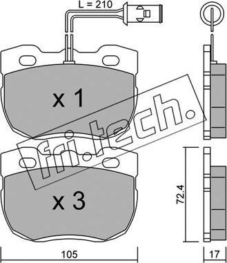 Fri.Tech. 180.0 - Тормозные колодки, дисковые, комплект avtokuzovplus.com.ua