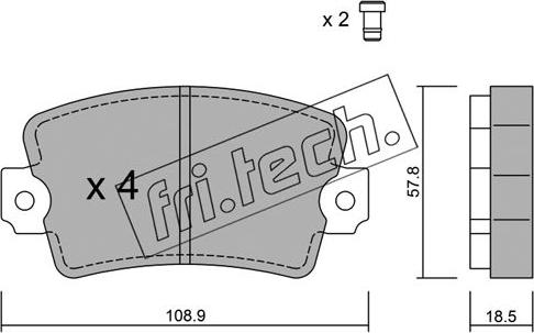 Fri.Tech. 193.0 - Тормозные колодки, дисковые, комплект avtokuzovplus.com.ua