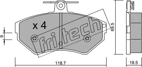 Fri.Tech. 224.0 - Тормозные колодки, дисковые, комплект avtokuzovplus.com.ua