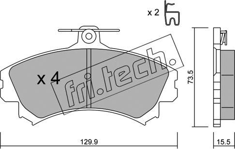 Fri.Tech. 225.0 - Тормозные колодки, дисковые, комплект avtokuzovplus.com.ua