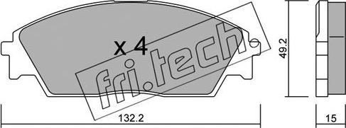 Fri.Tech. 245.0 - Тормозные колодки, дисковые, комплект avtokuzovplus.com.ua