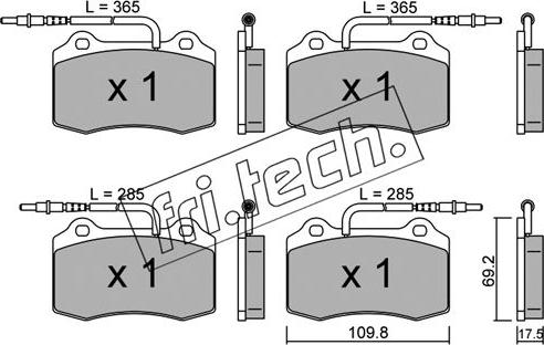 Fri.Tech. 260.1 - Тормозные колодки, дисковые, комплект avtokuzovplus.com.ua