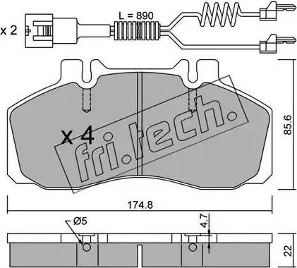 Fri.Tech. 275.0W - Тормозные колодки, дисковые, комплект avtokuzovplus.com.ua