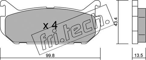 Fri.Tech. 312.0 - Тормозные колодки, дисковые, комплект avtokuzovplus.com.ua