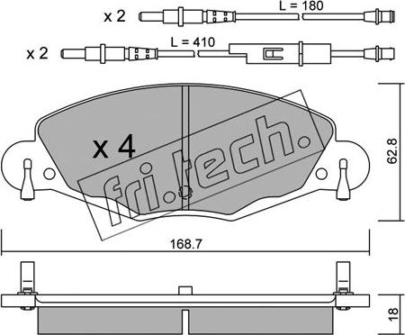 Fri.Tech. 341.0 - Тормозные колодки, дисковые, комплект avtokuzovplus.com.ua