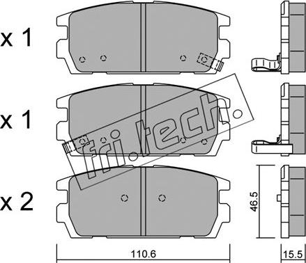 Fri.Tech. 523.0 - Тормозные колодки, дисковые, комплект avtokuzovplus.com.ua