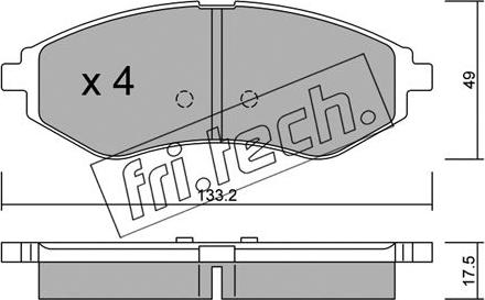 Fri.Tech. 524.0 - Тормозные колодки, дисковые, комплект avtokuzovplus.com.ua