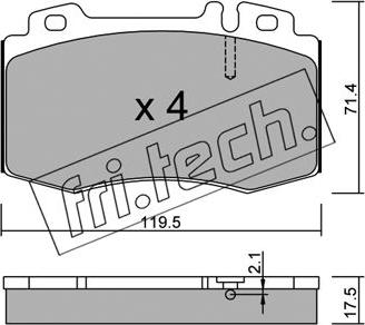 Fri.Tech. 579.0 - Тормозные колодки, дисковые, комплект avtokuzovplus.com.ua