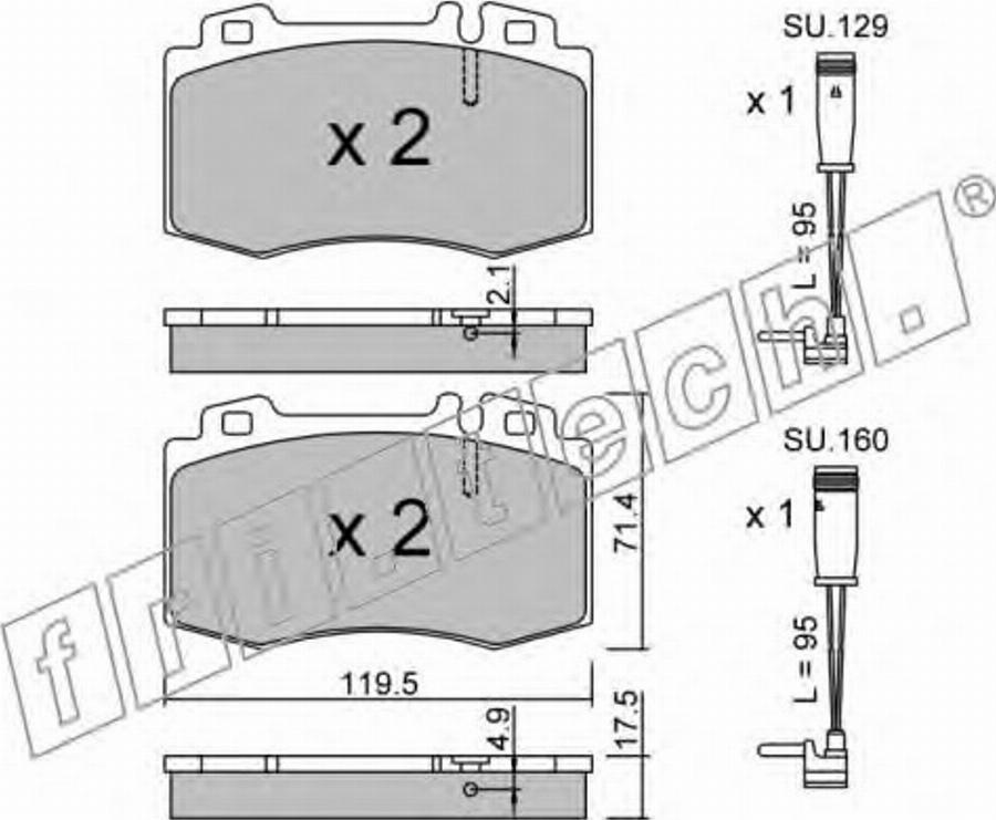 Fri.Tech. 5795W - Гальмівні колодки, дискові гальма autocars.com.ua