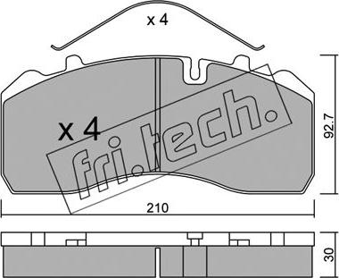 Fri.Tech. 600.0 - Тормозные колодки, дисковые, комплект avtokuzovplus.com.ua