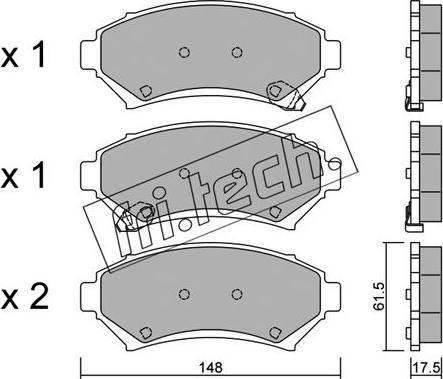 Fri.Tech. 712.0 - Тормозные колодки, дисковые, комплект avtokuzovplus.com.ua